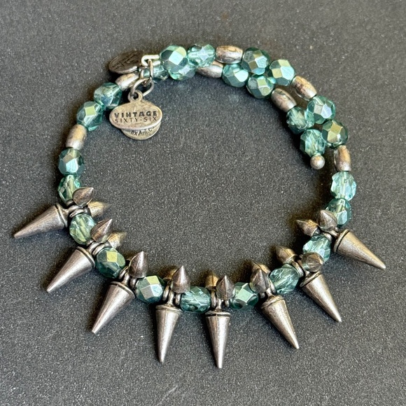 ALEX and ANI VINTAGE SIXTY-SIX Two Wrap Bracelets Crystal Beads & Spikes 6-1/2" - Picture 4 of 7